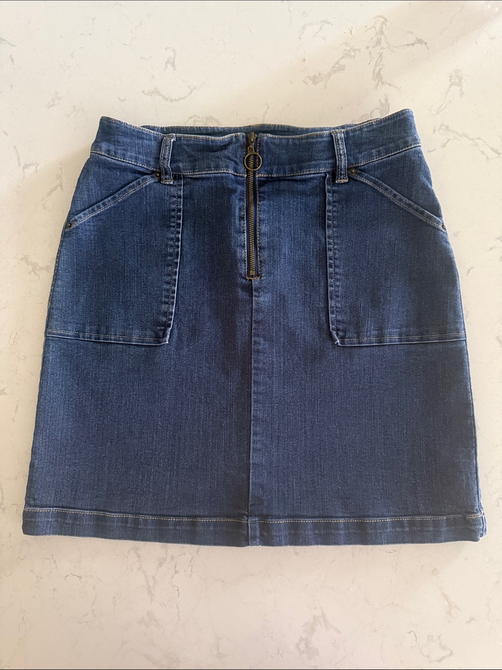 INC International Concepts Stretch Denim Patch Pocket Mini Skirt - Size 6